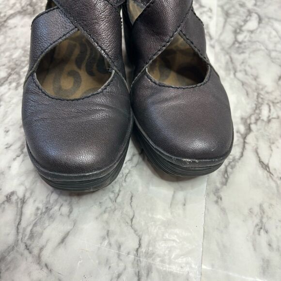 Fly London Leather Wedge Shoes size 37 Purple Brown Mettalic color - Picture 3 of 8